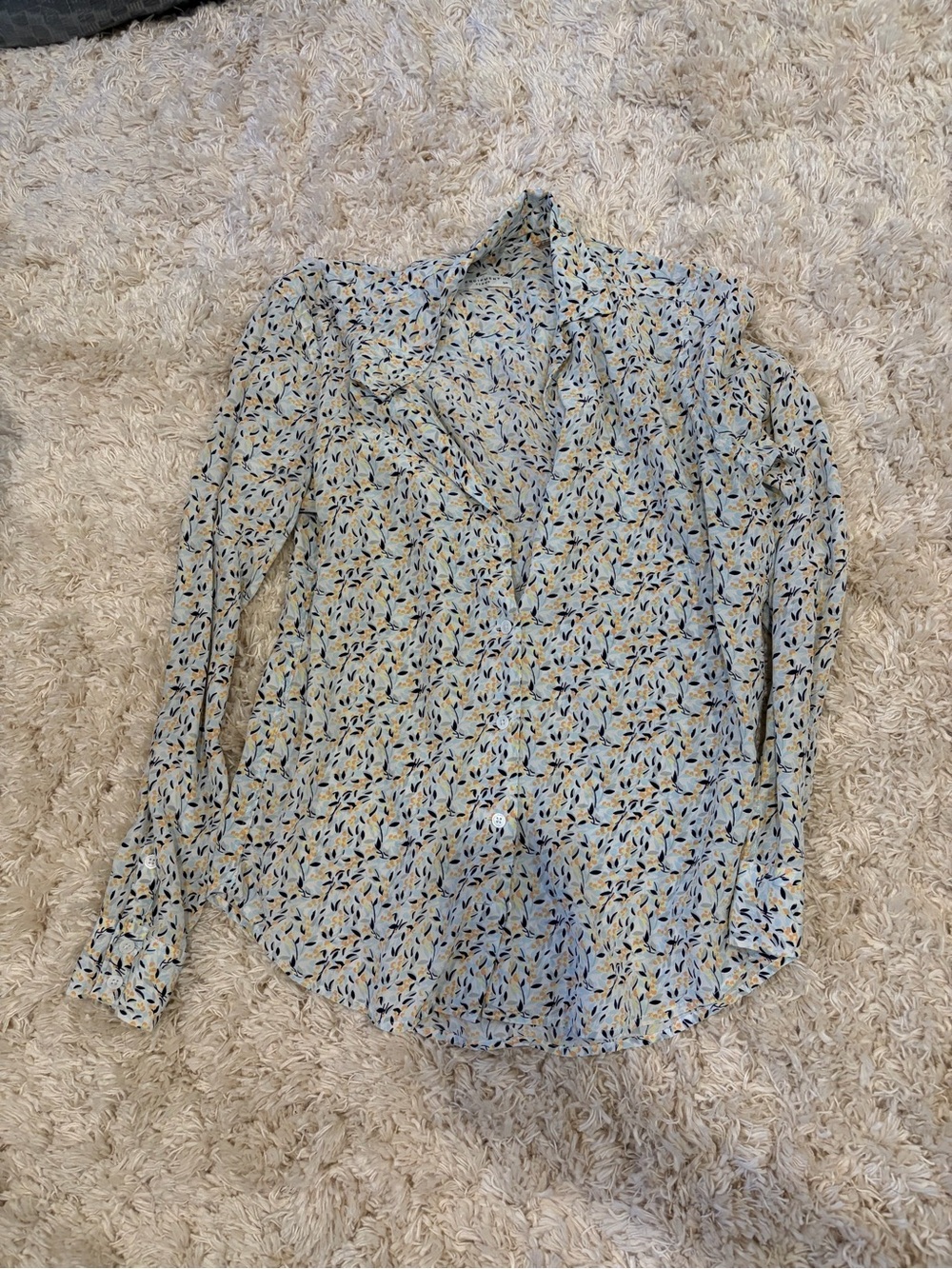 Equipment Light Blue Floral Button-Up Blouse